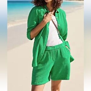 J. Jill Vibrant Green Gauze Short set sz 2X Fits Womens 18